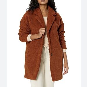 Daily Ritual Women's Pea Coat in Rust Brown
